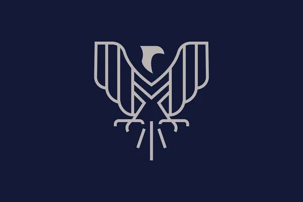 Style Ligne Conception Logo Oiseau Aigle — Image vectorielle
