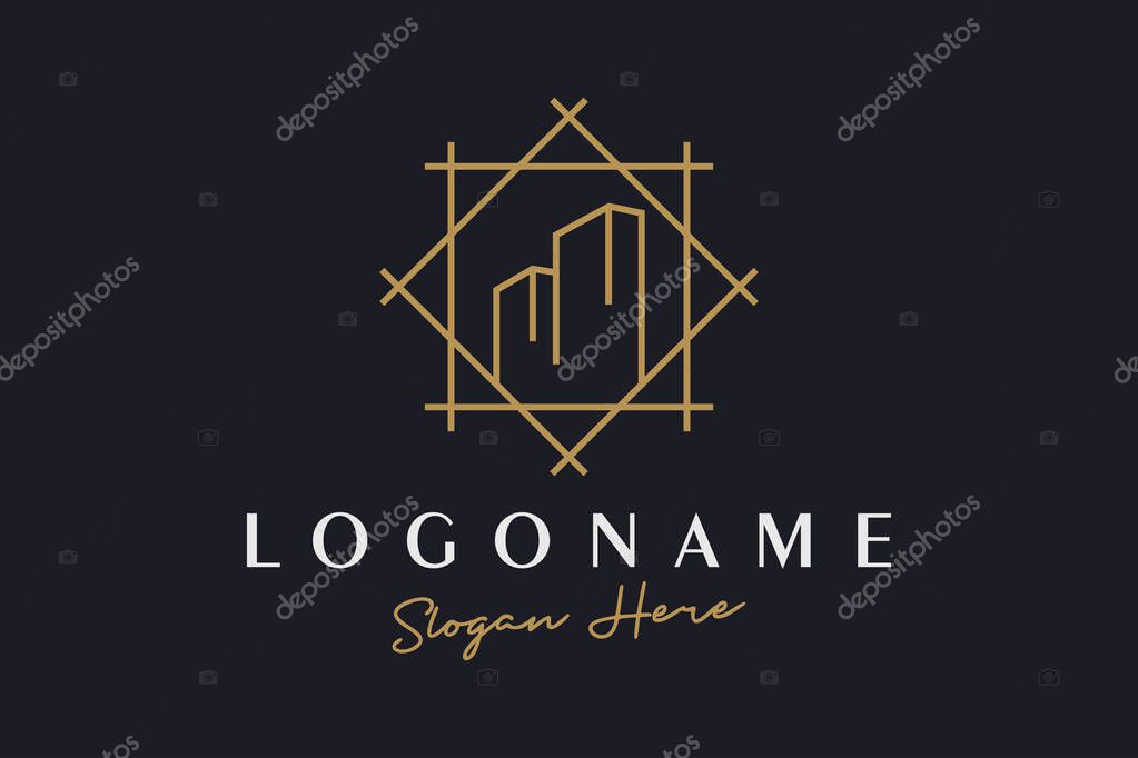 Architecture building logo design minimalist premium