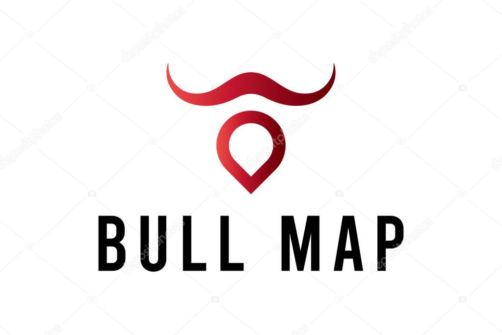 Bull map logo design template