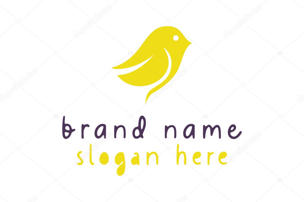 Yellow cute Bird Logo design template