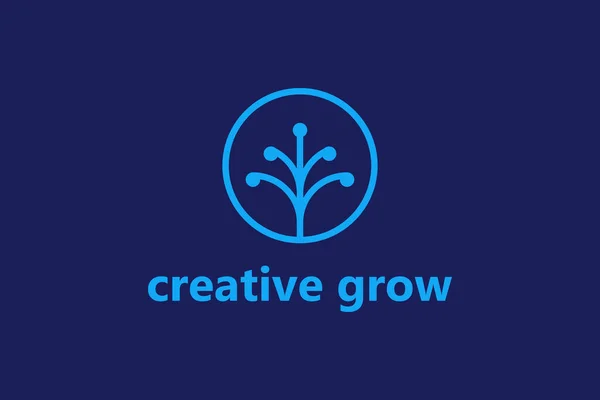 Creative Grow Logo Design Template White Background Simple Vector Illustration — Vetor de Stock