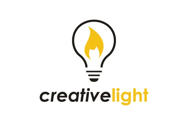 Creative Light Bulb Idea Logo Design Template White Background Simple — Stock Vector