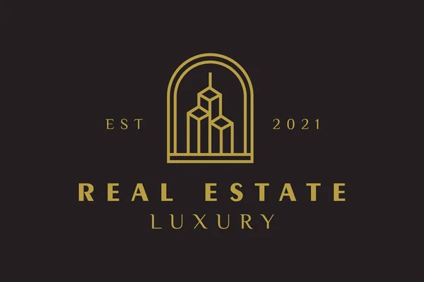 Luxury Real Estate Logo Design Premium White Background Simple Vector — Stock vektor