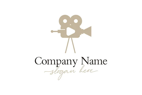Video Camera Logo Design Movie White Background Simple Vector Illustration —  Vetores de Stock
