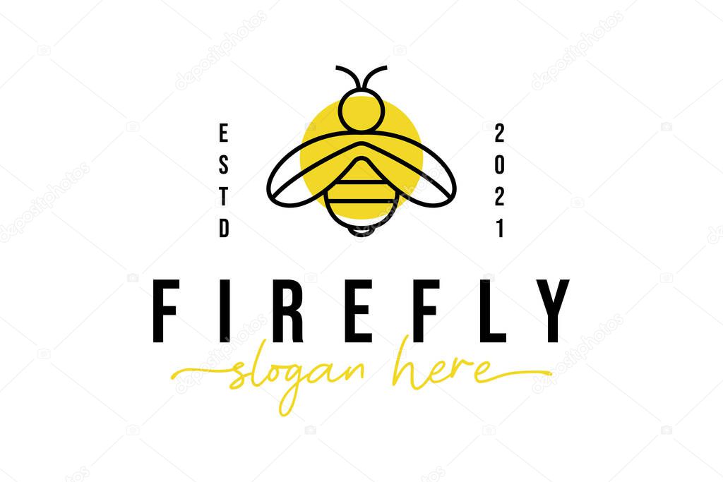 Firefly logo design vector template on white background, simple vector illustration