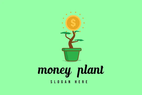 Geld Plant Boom Logo Ontwerp Vector — Stockvector