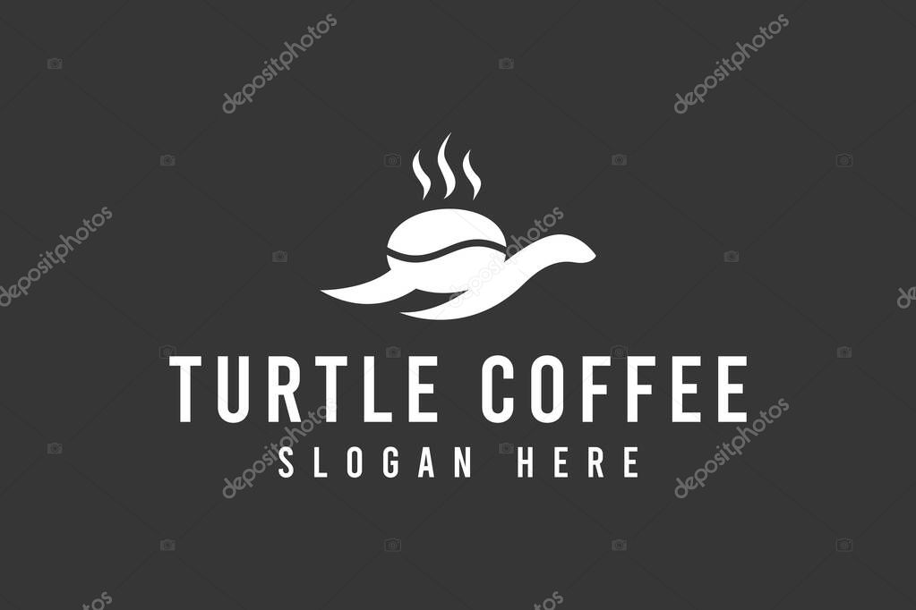 Turtle coffee logo design premium