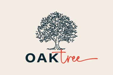 Meşe ağacı logo tasarımı premium vektörü