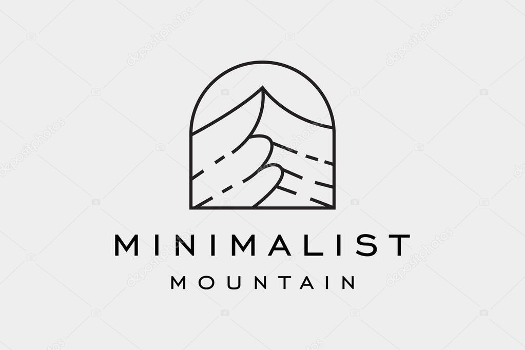 Minimalist mountain logo design vector
