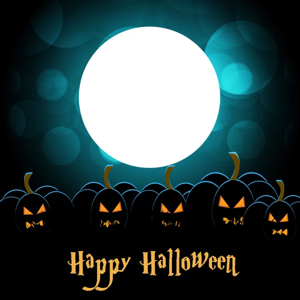 Halloween night scary pumpkin and full moon. — Stock Vector