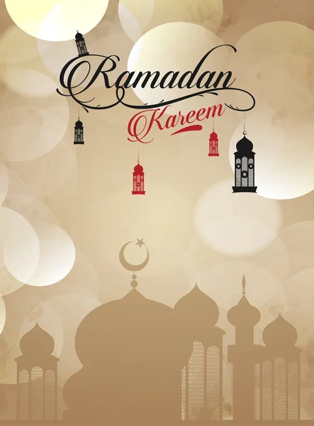 Ramadán Kareem pozadí s pěkná kaligrafie wich znamená kareem Ramadán. Závěsné svítidlo. Royalty Free Stock Vektory