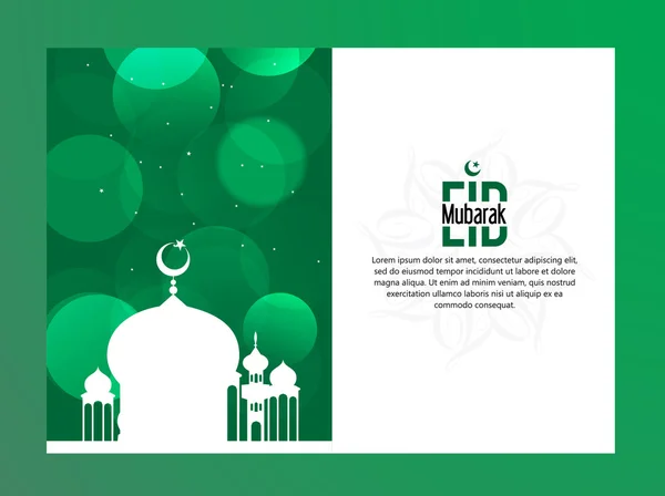 Hermoso diseño de tarjetas Eid Mubarak con bonita y colorida mezquita y fondo negro, Eps 10 — Vector de stock