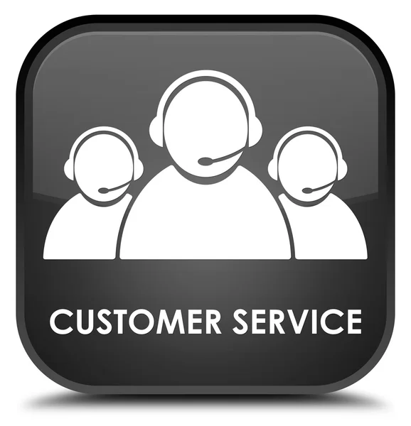 Customer service (team icon) black square button — Stock Photo, Image