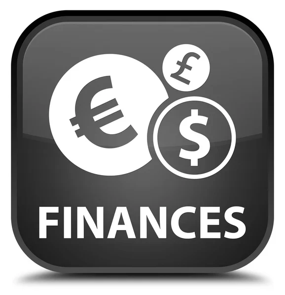 Finances (euro sign) black square button — Stock Photo, Image