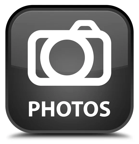 Φωτογραφίες (εικονίδιο κάμερας) μαύρο τετράγωνο κουμπί — Φωτογραφία Αρχείου