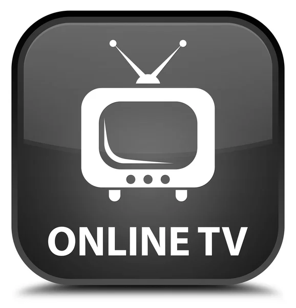 Online tv svart fyrkantig knapp — Stockfoto
