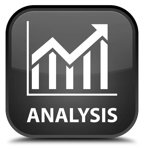 Čtvercové tlačítko analýza (statistika ikonu) Černá — Stock fotografie