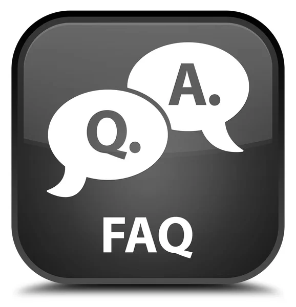 FAQ (fråga svar bubbla ikon) svart fyrkantig knapp — Stockfoto