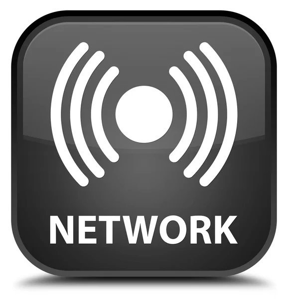 ネットワーク (信号アイコン) 黒い正方形ボタン — ストック写真