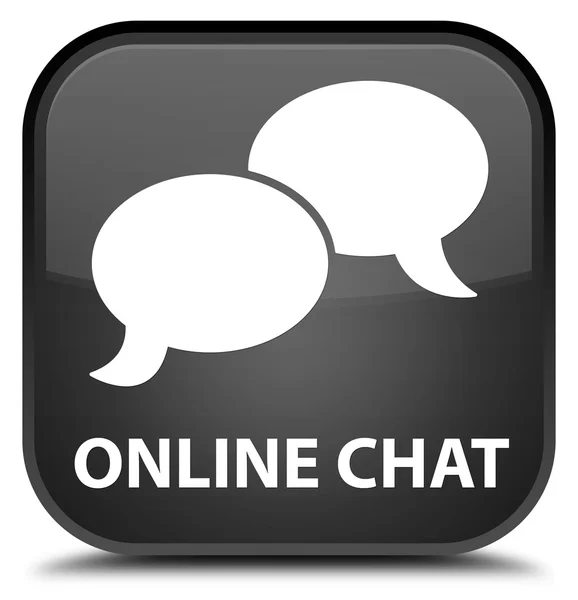 Chat online botão quadrado preto — Fotografia de Stock