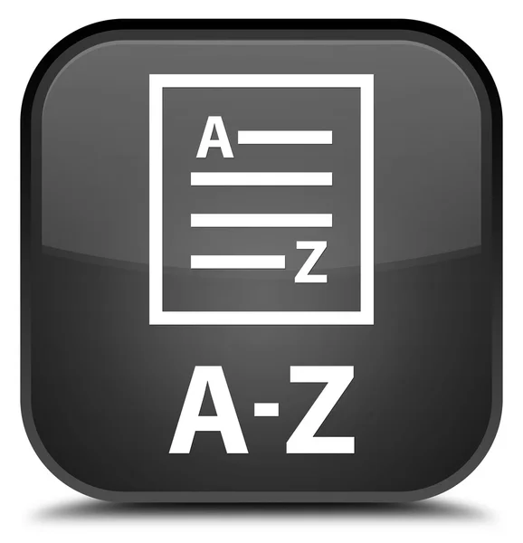 A-Z (σελίδα εικονίδιο λίστας) μαύρο τετράγωνο κουμπί — Φωτογραφία Αρχείου