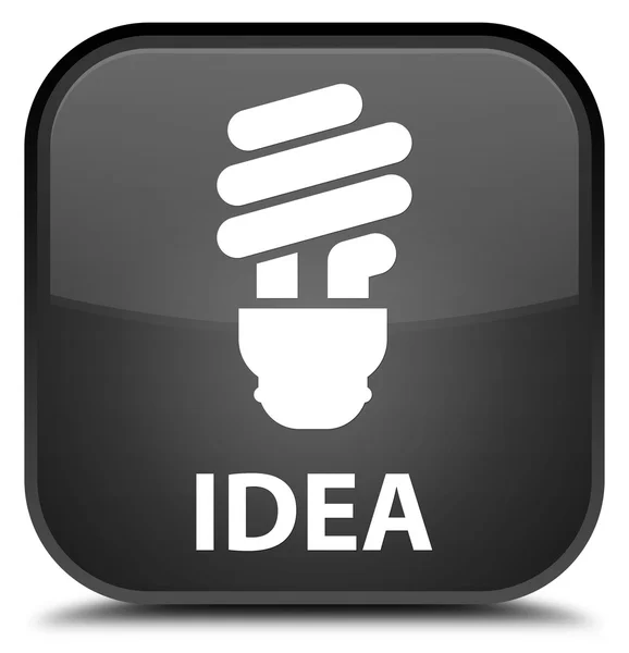 Idea (icona della lampadina) pulsante quadrato nero — Foto Stock