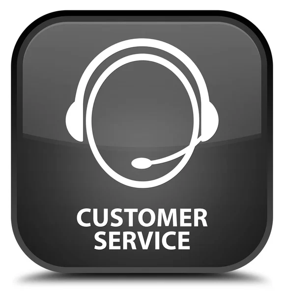 Customer service (customer care ikon) svart fyrkantig knapp — Stockfoto