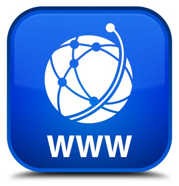 Www (küresel ağ simgesini) mavi kare düğme