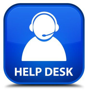 Yardım Danışma (müşteri bakım simgesi) mavi kare düğme