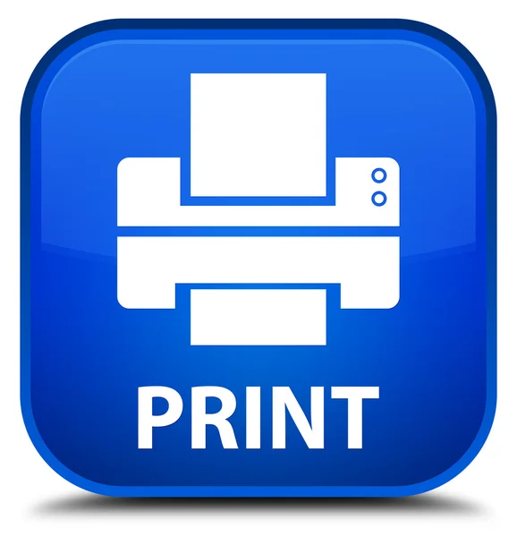 Imprimir (ícone de impressora) botão quadrado azul — Fotografia de Stock