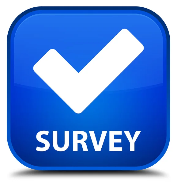 Survey (validate icon) blue square button — Stock Photo, Image