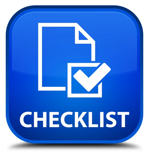 Checklist blue square button — Stock Photo, Image