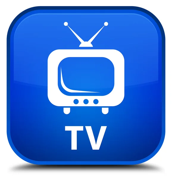 TV azul botón cuadrado —  Fotos de Stock