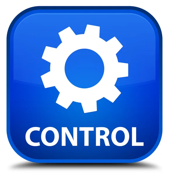 Kontroll (inställningsikonen) blå fyrkantig knapp — Stockfoto