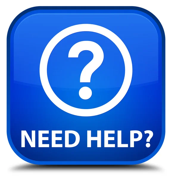Help (vraag pictogram) blauwe vierkante knop nodig — Stockfoto