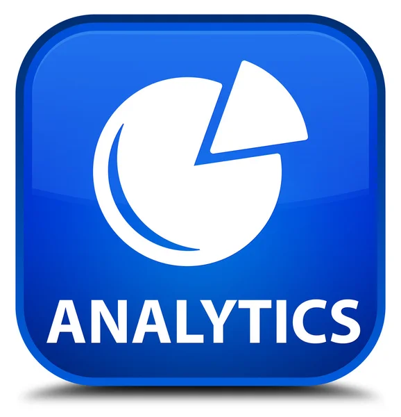 Analytics (grafik simgesi) mavi kare düğme — Stok fotoğraf