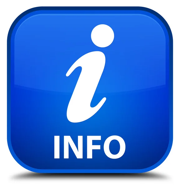 Info blauwe vierkante knop — Stockfoto