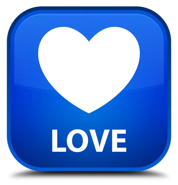 Amor azul botón cuadrado — Foto de Stock