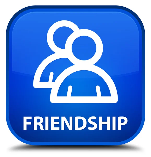 Amizade (ícone de grupo) botão quadrado azul — Fotografia de Stock