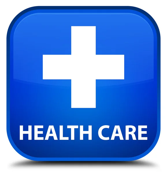 Health care (plus sign) blue square button — Stock Photo, Image