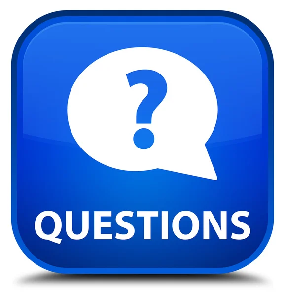 Preguntas (icono de burbuja) botón cuadrado azul —  Fotos de Stock