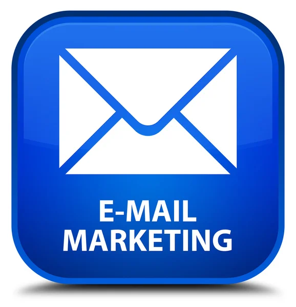 E-mail marketing blu pulsante quadrato — Foto Stock