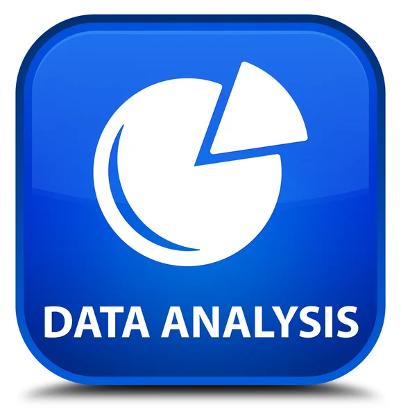 データ分析 (グラフ アイコン) 青い正方形ボタン — ストック写真