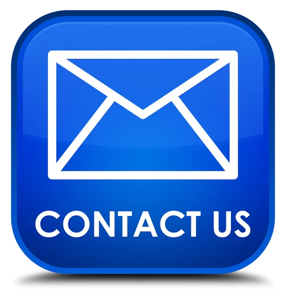 Зв'язатися з нами (іконка електронної пошти) синя квадратна кнопка — стокове фото
