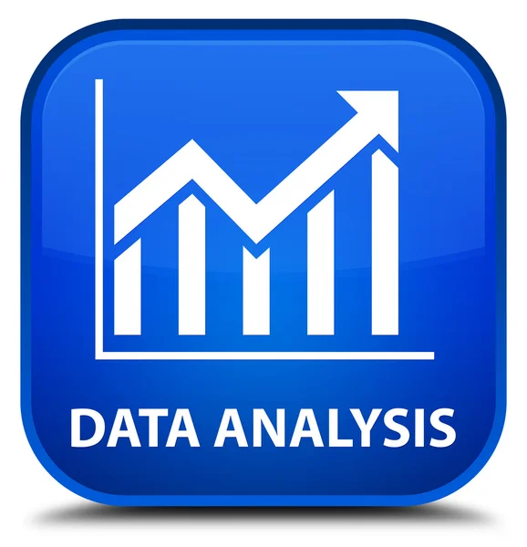 Análisis de datos (icono de estadísticas) botón cuadrado azul — Foto de Stock