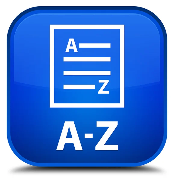 A-Z (icono de la página de lista) botón cuadrado azul — Foto de Stock