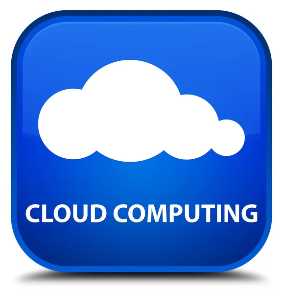 Pulsante quadrato blu cloud computing — Foto Stock