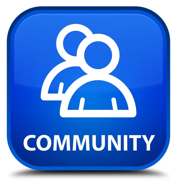 Community (group icon) blue square button — Stock Photo, Image
