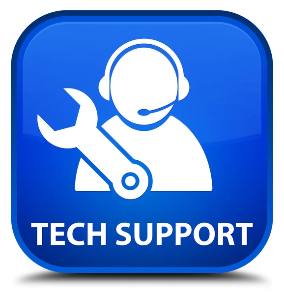 Technische ondersteuning blauwe vierkante knop — Stockfoto