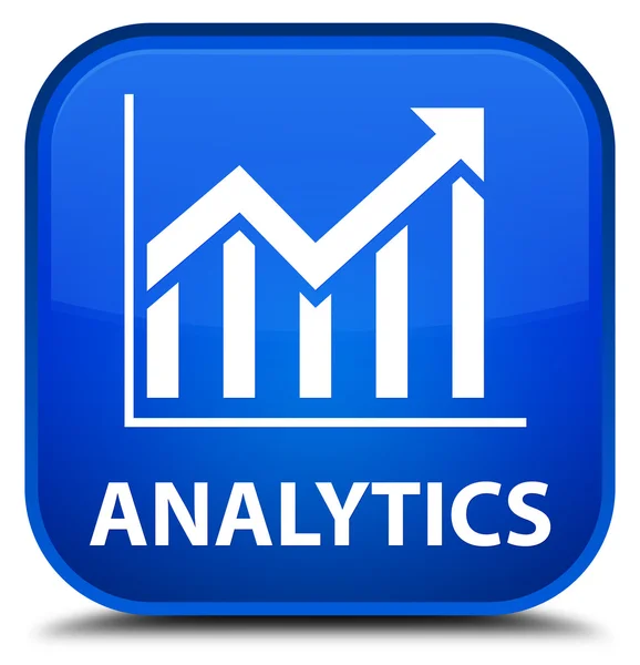Analítica (icono de estadísticas) botón cuadrado azul —  Fotos de Stock